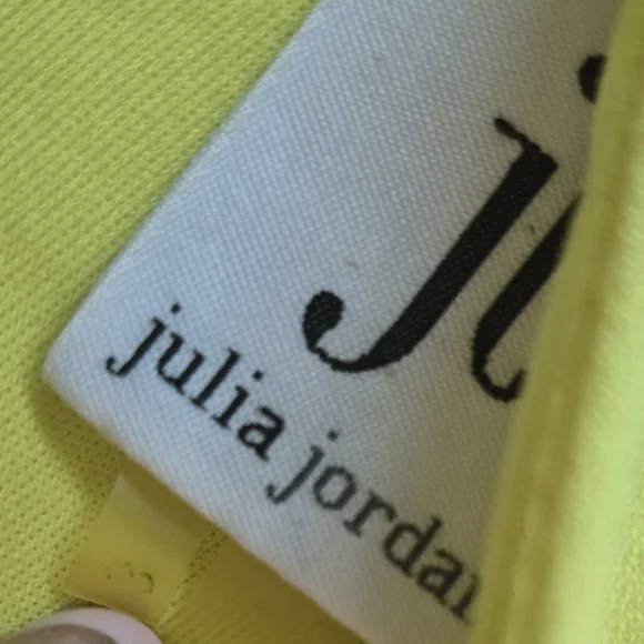 Julia Jordan Dress Yellow Green Gathered Neck Stretch Sleeveless Size 8 - Picture 7 of 12